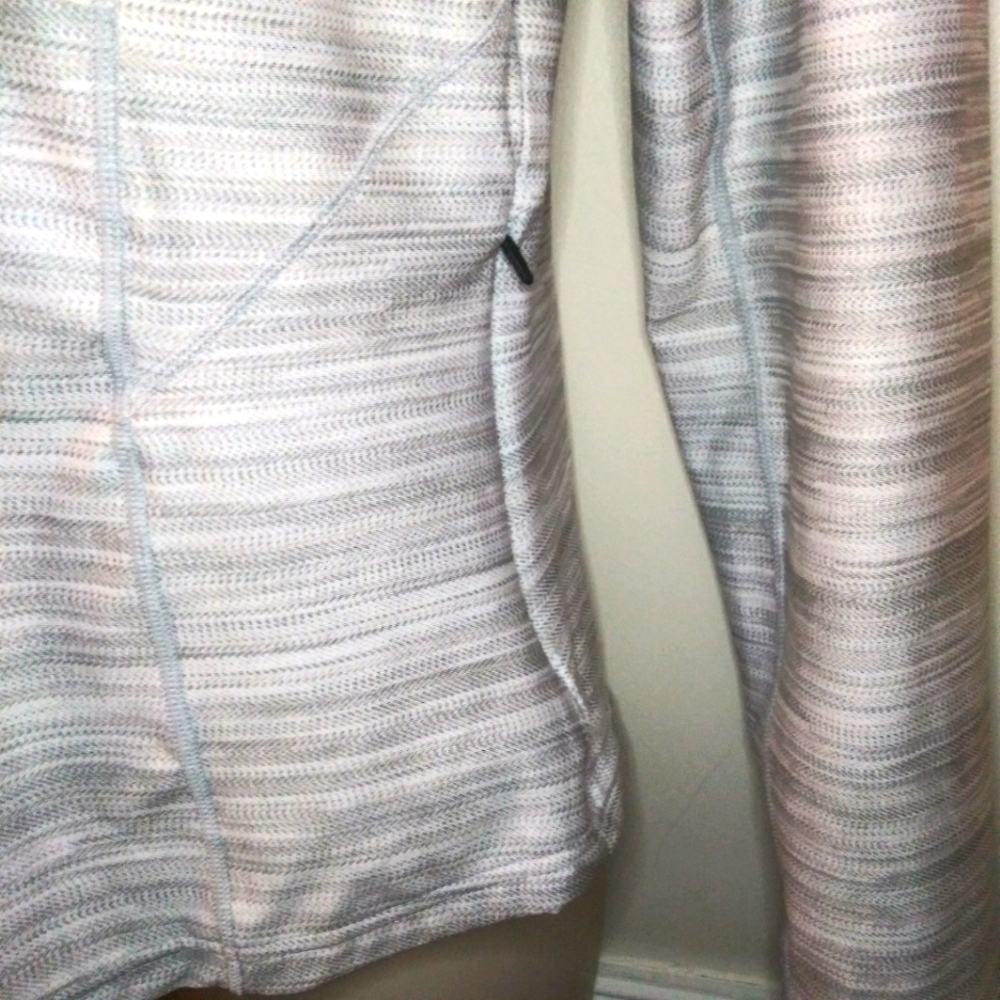 Prana Catarina Gray & White Marled Stripe, Long Sleeved Full Zip UPF 50+ Sun Top - Picture 5 of 11